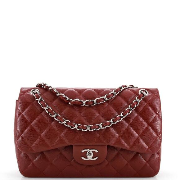 Chanel Handbags - Chanel Vintage Classic Double Flap Bag Quilted Caviar Jumbo Red